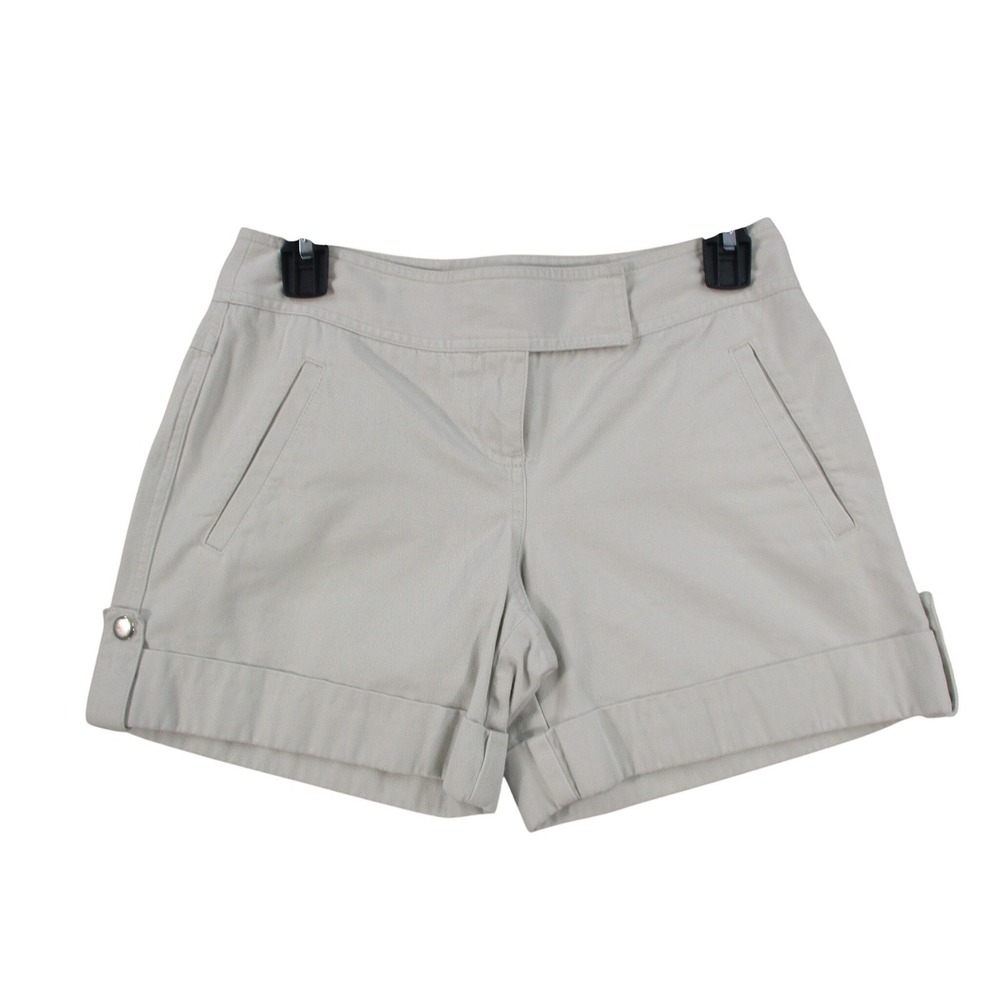 Ann Taylor‎ LOFT Womens Beige Khaki Cotton Cuffed Chino Shorts Size 0